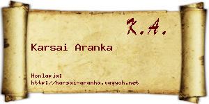 Karsai Aranka névjegykártya